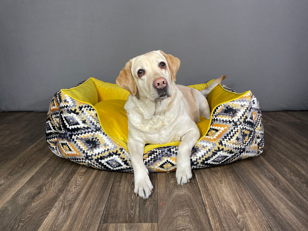 BNB Mosaic Geometric Yellow Dog Bed