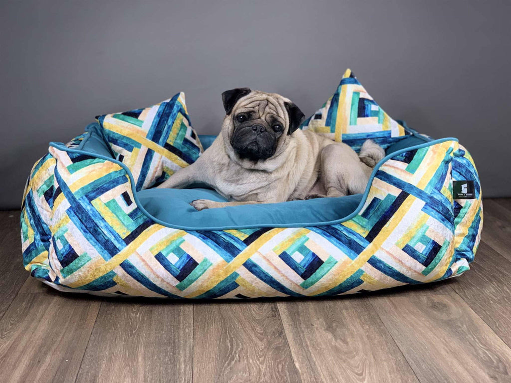 BNB Dreaming Geometric Turquoise Dog Bed - Bark N' Bones By Bella