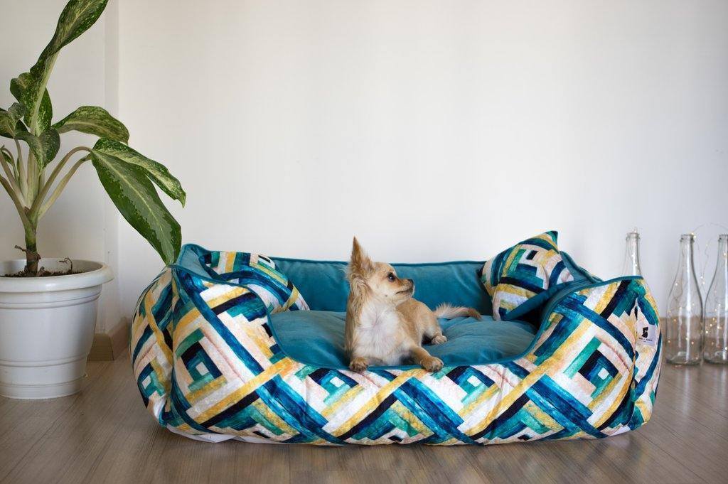 BNB Dreaming Geometric Turquoise Dog Bed - Bark N' Bones By Bella