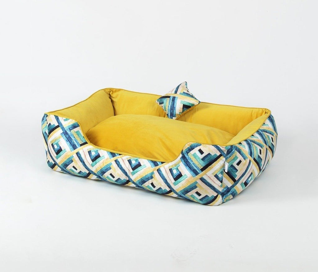 BNB Dreaming Geometric Yellow Dog Bed - Bark N' Bones By Bella