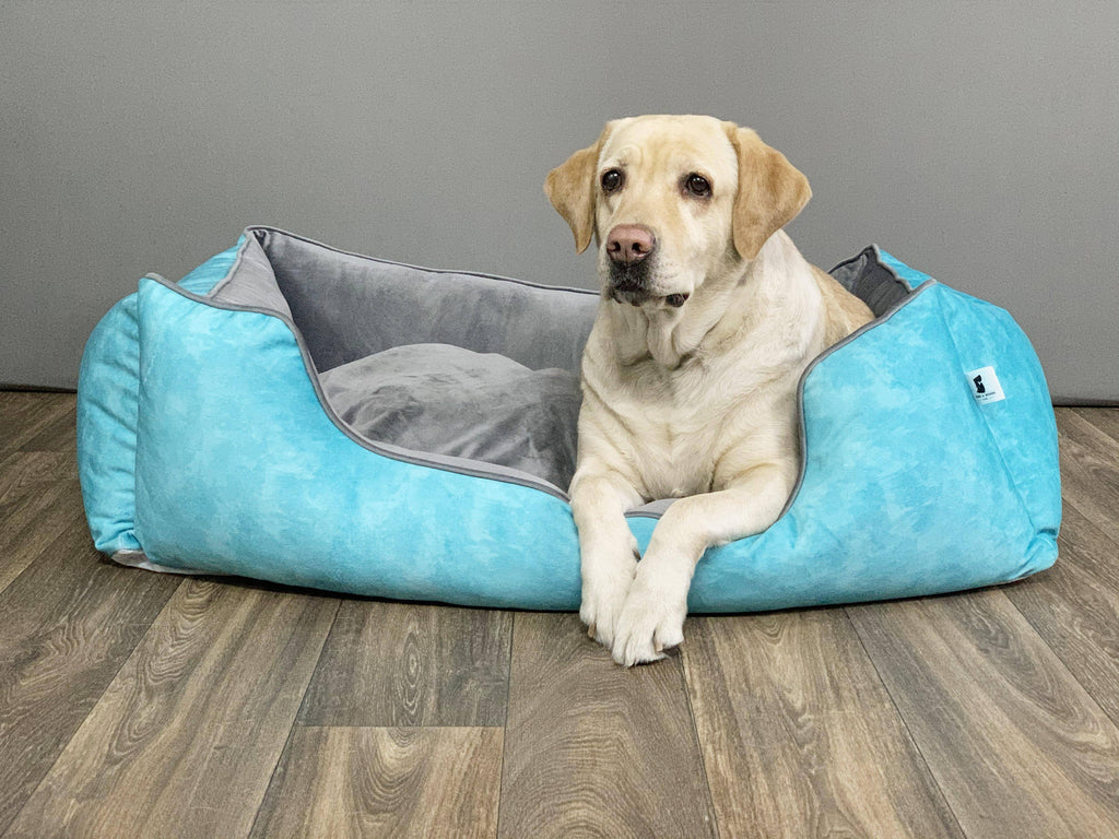 BNB Turquoise and Grey Lounger Dog Bed - Bark N' Bones By Bella