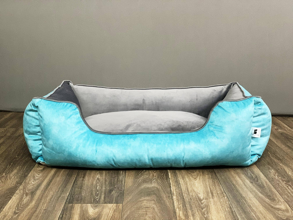 BNB Turquoise and Grey Lounger Dog Bed - Bark N' Bones By Bella